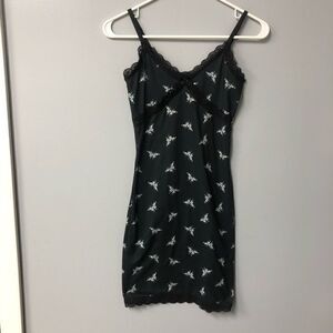 H&M Divided Black Tribal Butterfly Lace Trim Cami Mini Dress XS‎